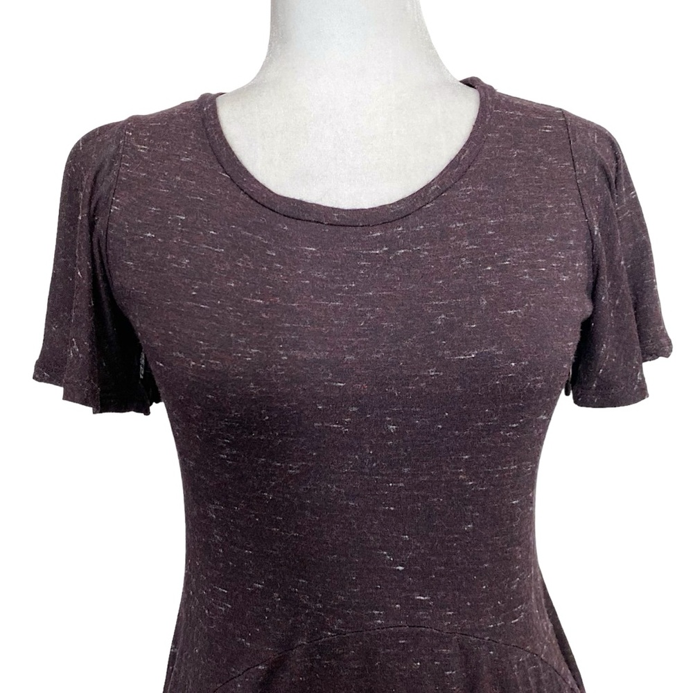 Anthropologie Dolan Plum Boho Flutter Sleeve Mini Layered T Shirt Stretch Dress - Picture 3 of 11